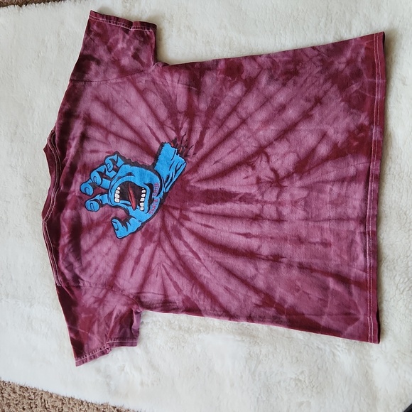 Santa Cruz Skateboarding Tie Dye Women's Burgundy T_Shirt Size S - Picture 6 of 8